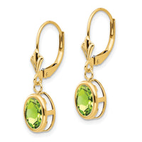 14k 8x6mm Oval Peridot Leverback Earrings-XLB107PE