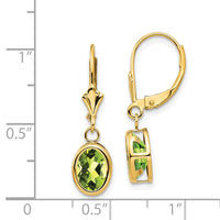 14k 8x6mm Oval Peridot Leverback Earrings-XLB107PE
