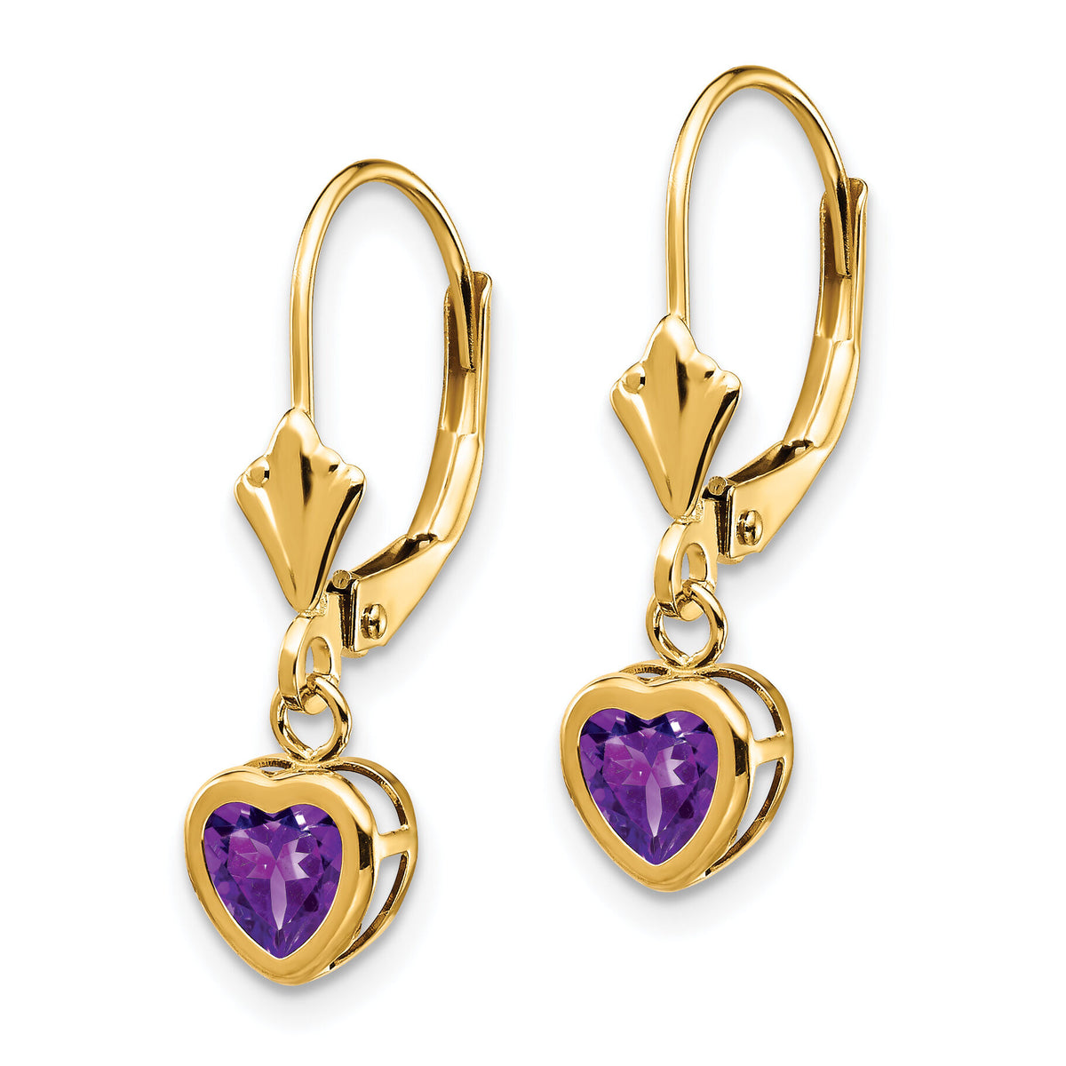 14k 5mm Heart Amethyst Earrings-XLB109AM