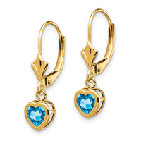 14k 5mm Heart Blue Topaz Earrings-XLB109BT