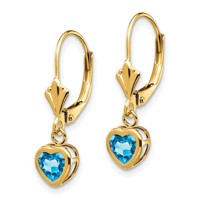 14k 5mm Heart Blue Topaz Earrings-XLB109BT