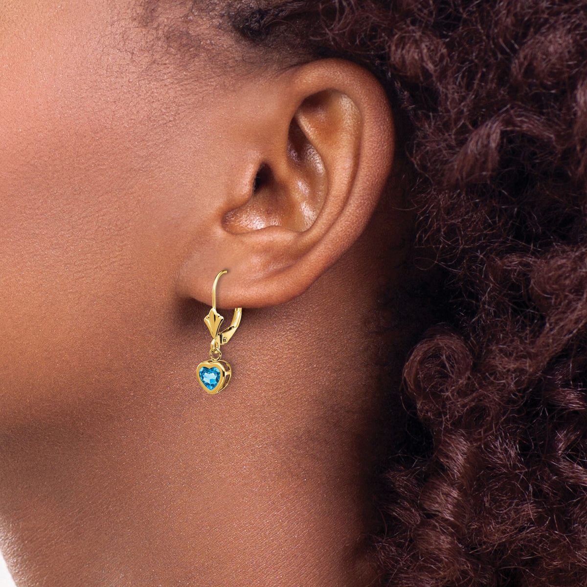 14k 5mm Heart Blue Topaz Earrings-XLB109BT