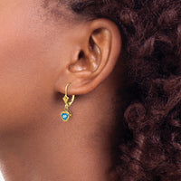 14k 5mm Heart Blue Topaz Earrings-XLB109BT
