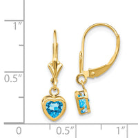 14k 5mm Heart Blue Topaz Earrings-XLB109BT