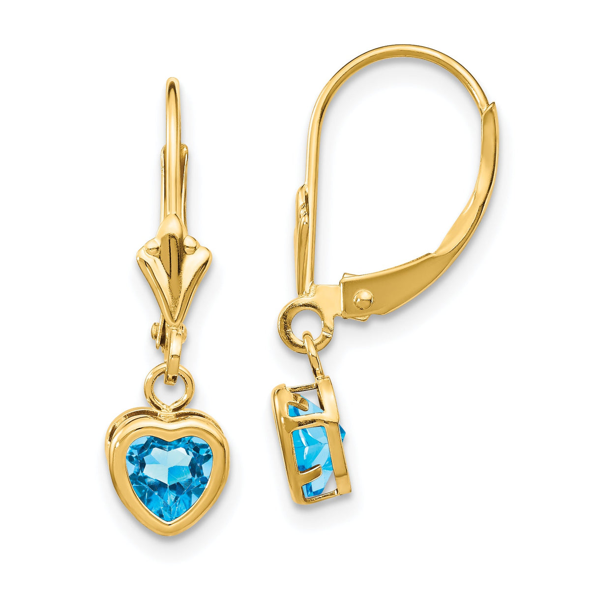 14k 5mm Heart Blue Topaz Earrings-XLB109BT