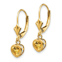 14k 5mm Heart Citrine Earrings-XLB109CI