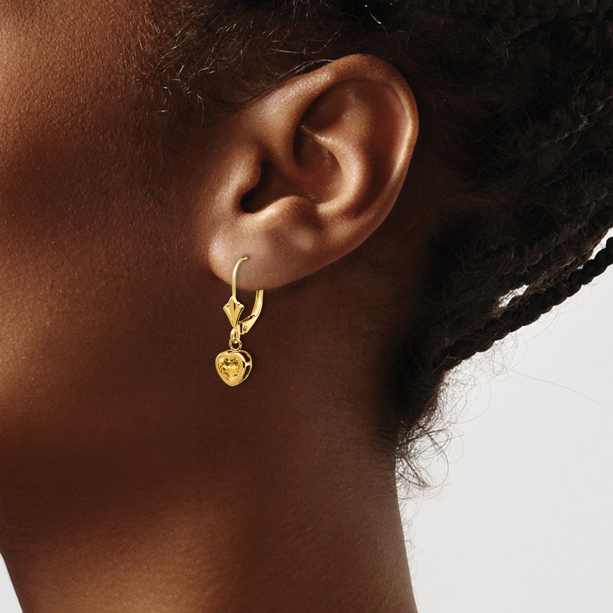 14k 5mm Heart Citrine Earrings-XLB109CI
