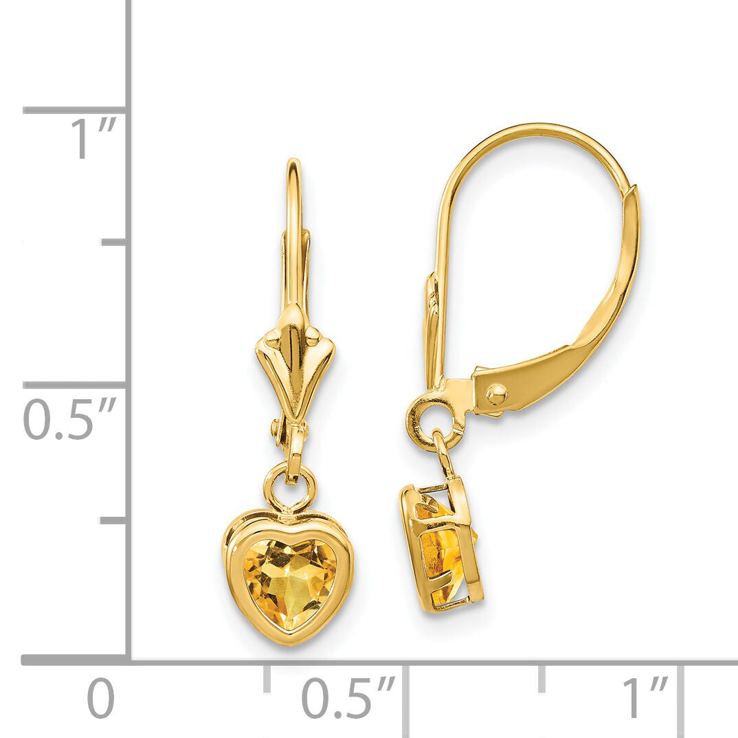 14k 5mm Heart Citrine Earrings-XLB109CI