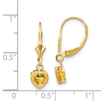 14k 5mm Heart Citrine Earrings-XLB109CI