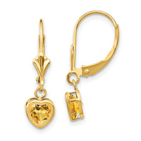 14k 5mm Heart Citrine Earrings-XLB109CI