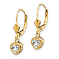 14k 5mm Heart Cubic Zirconia Earrings-XLB109CZ
