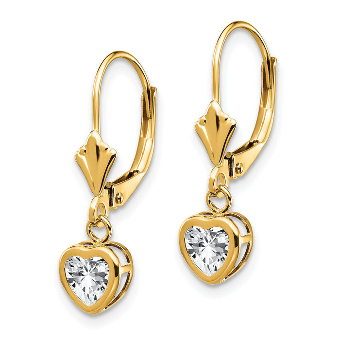 14k 5mm Heart Cubic Zirconia Earrings-XLB109CZ