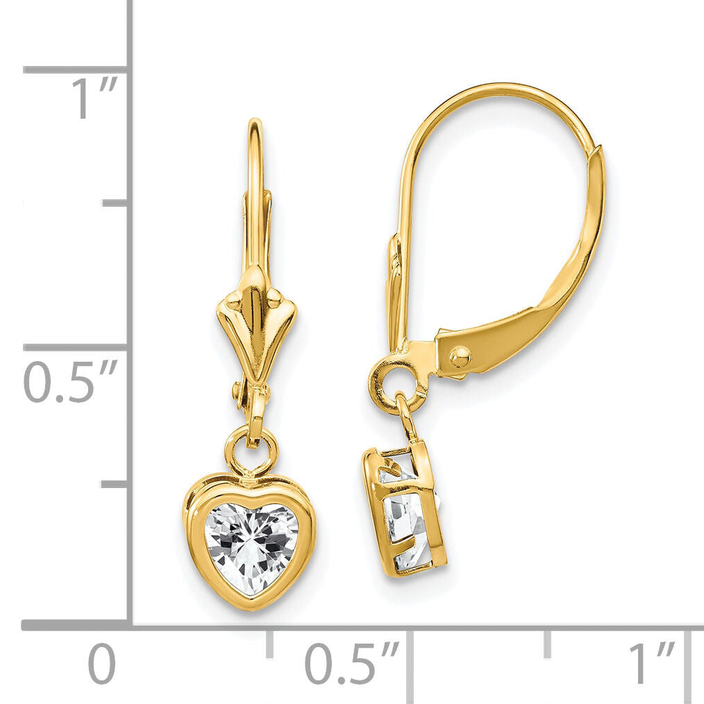 14k 5mm Heart Cubic Zirconia Earrings-XLB109CZ