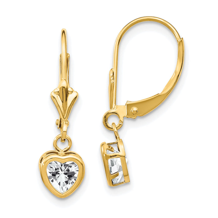 14k 5mm Heart Cubic Zirconia Earrings-XLB109CZ