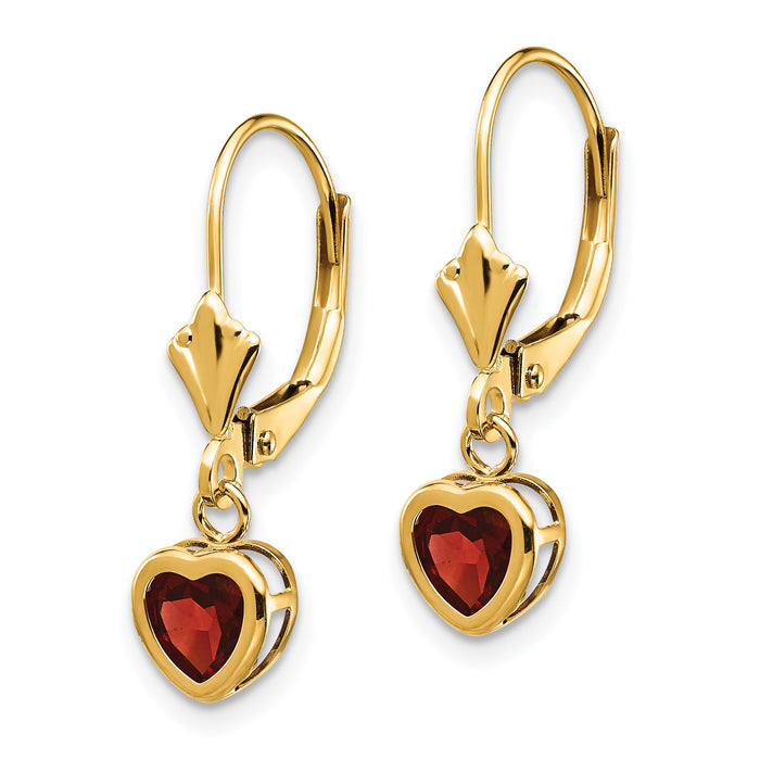 14k 5mm Heart Garnet Earrings-XLB109GA