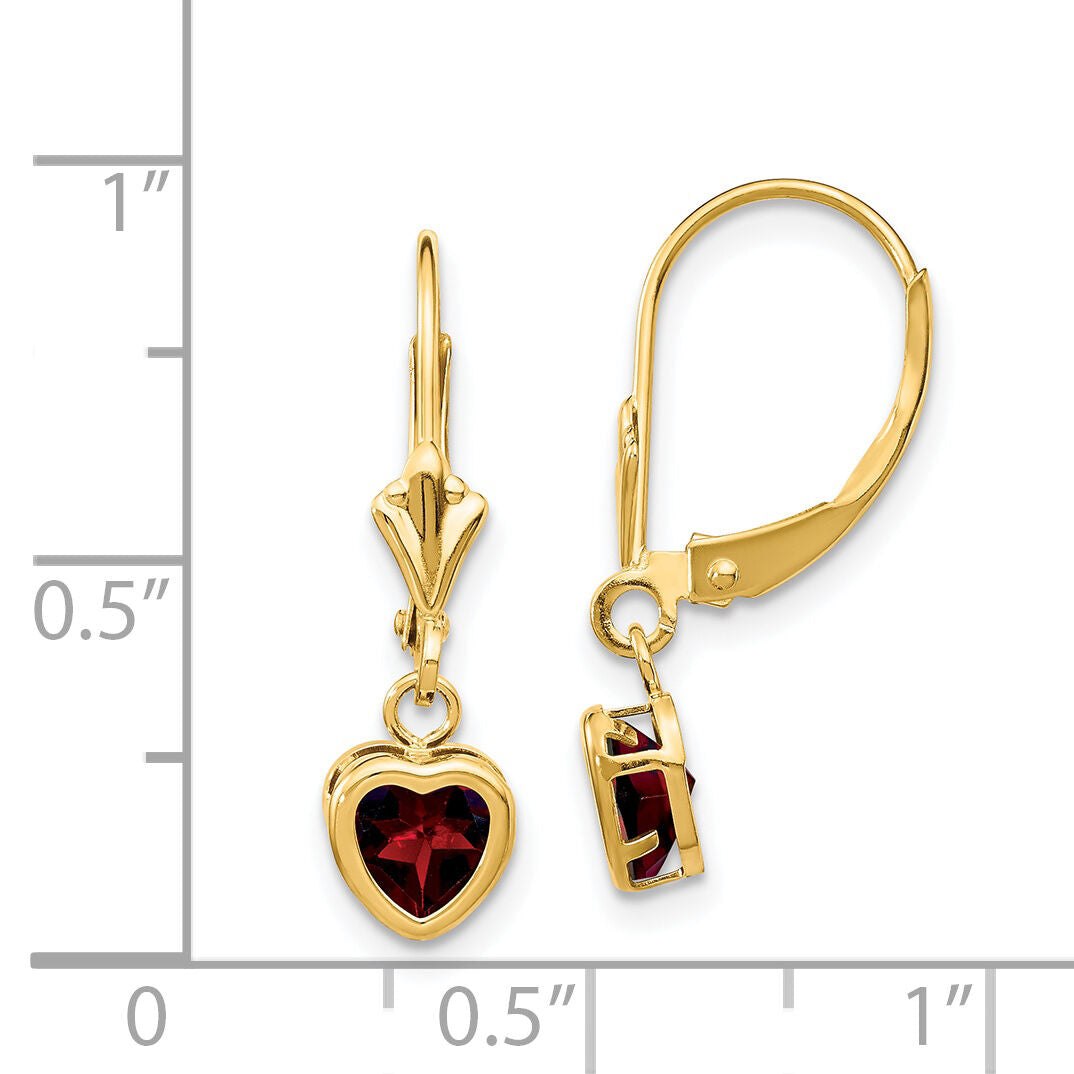 14k 5mm Heart Garnet Earrings-XLB109GA