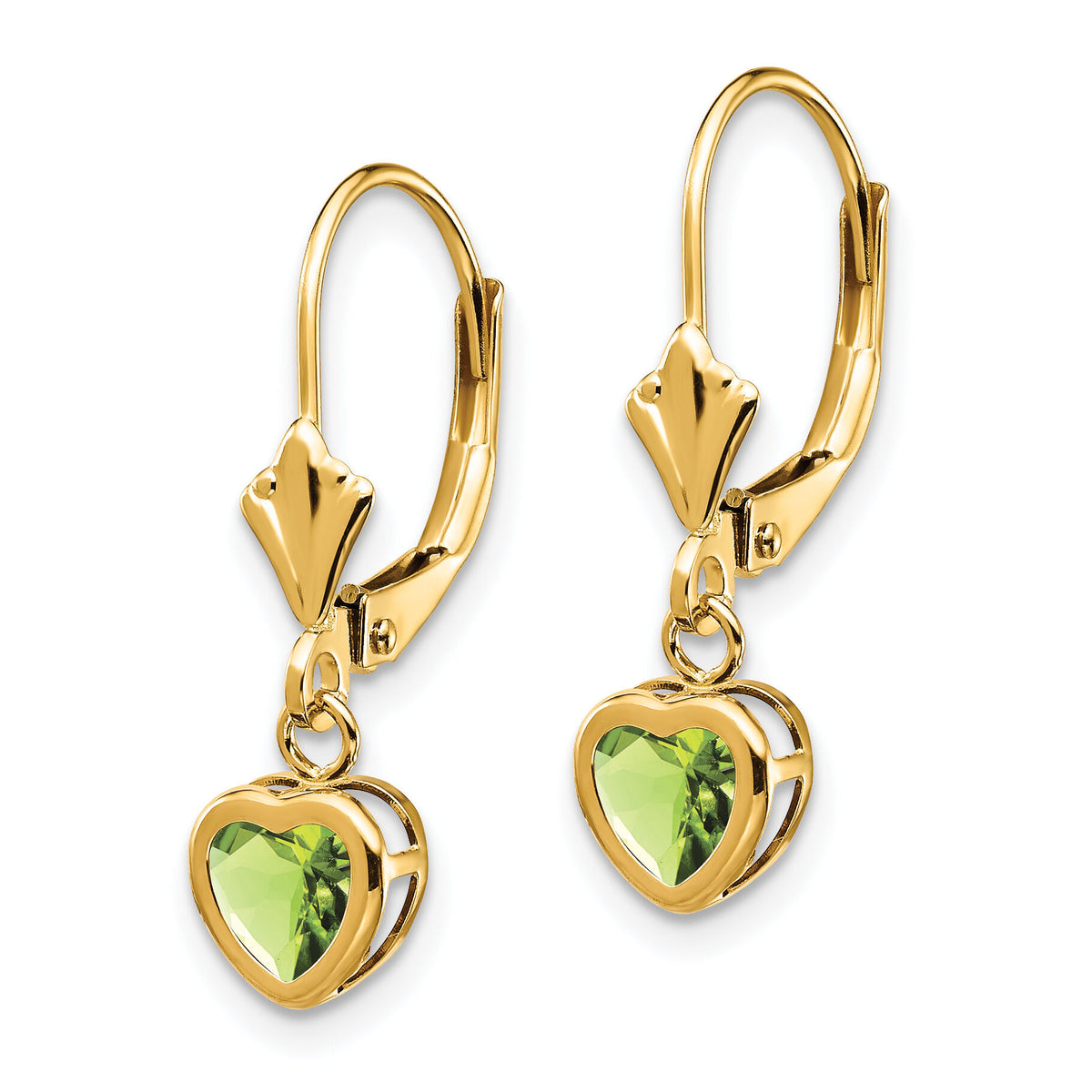 14k 5mm Heart Peridot Earrings-XLB109PE