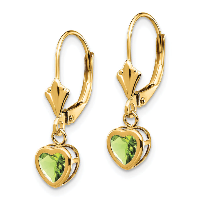 14k 5mm Heart Peridot Earrings-XLB109PE