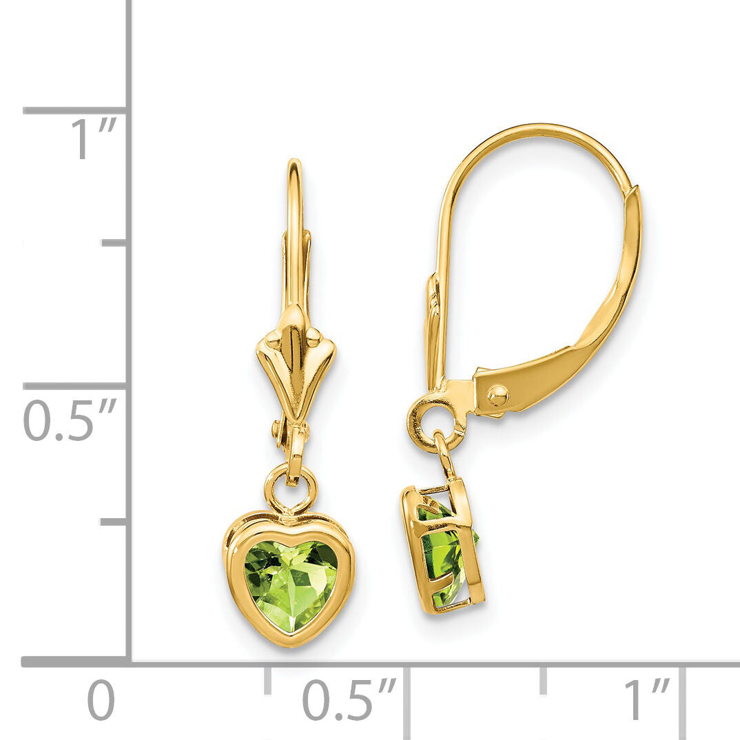 14k 5mm Heart Peridot Earrings-XLB109PE