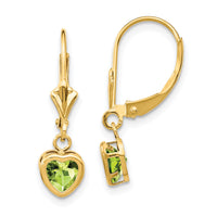 14k 5mm Heart Peridot Earrings-XLB109PE