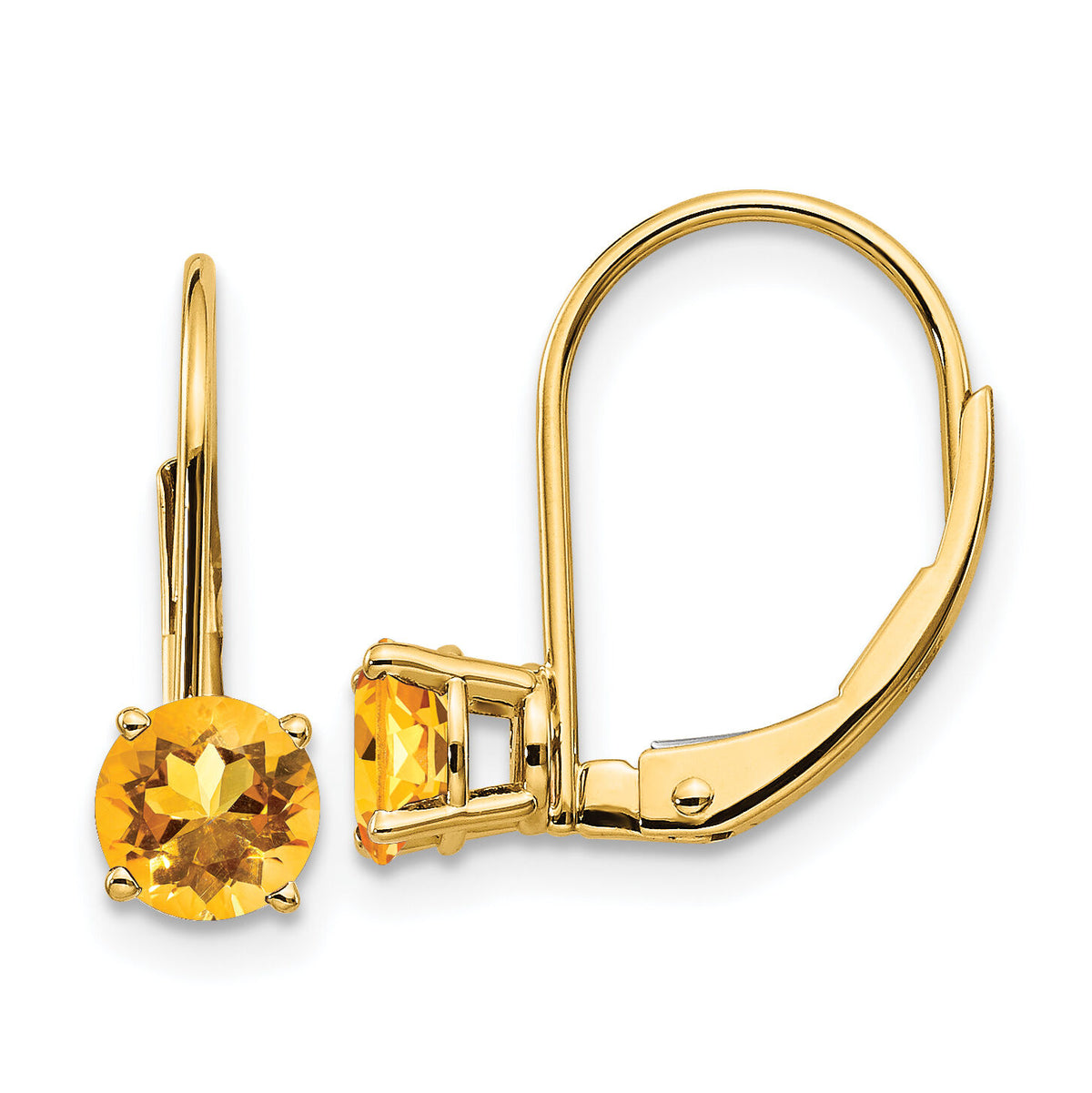 14k 5mm Citrine Leverback Earrings-XLB111CI