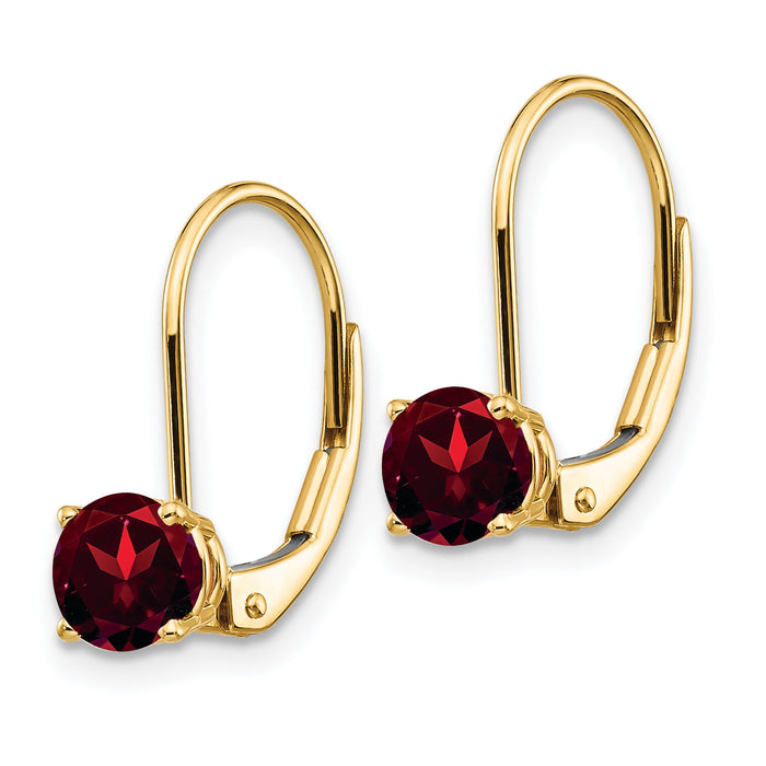 14k 5mm Garnet Leverback Earrings-XLB111GA