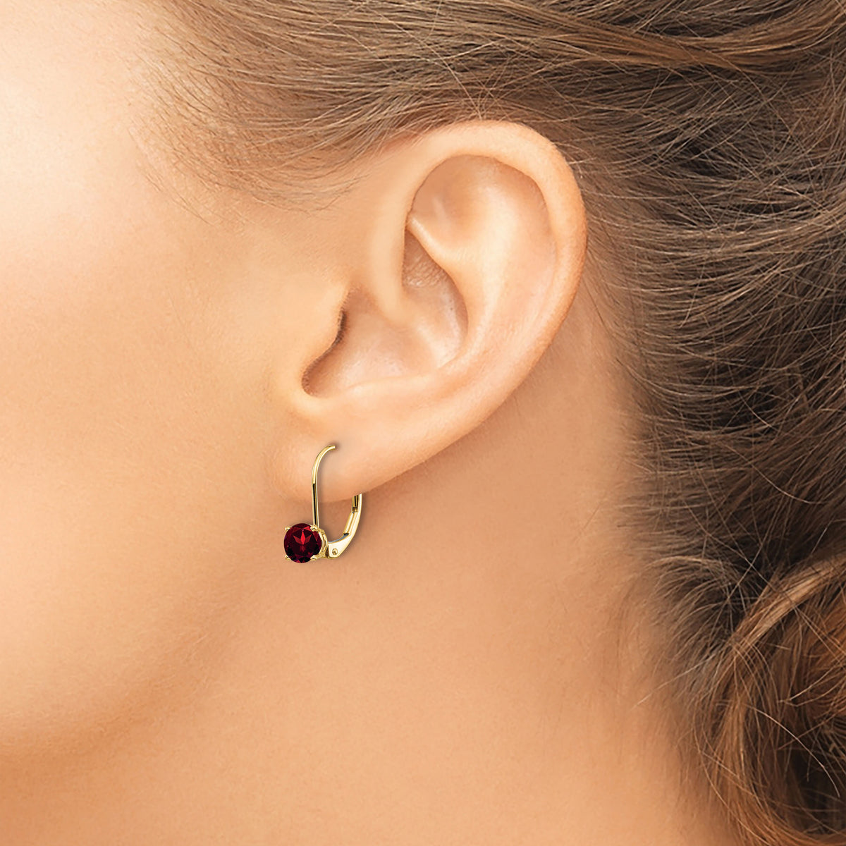 14k 5mm Garnet Leverback Earrings-XLB111GA