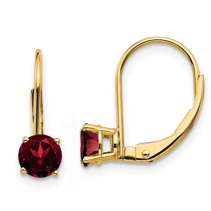 14k 5mm Garnet Leverback Earrings-XLB111GA