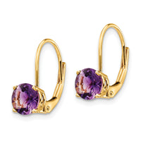 14k 6mm Amethyst Leverback Earrings-XLB112AM