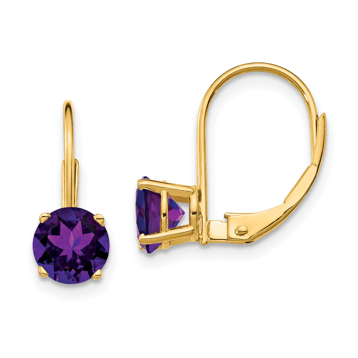 14k 6mm Amethyst Leverback Earrings-XLB112AM