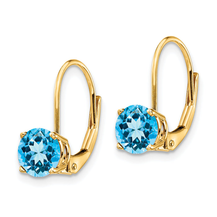 14k 6mm Blue Topaz Leverback Earrings-XLB112BT