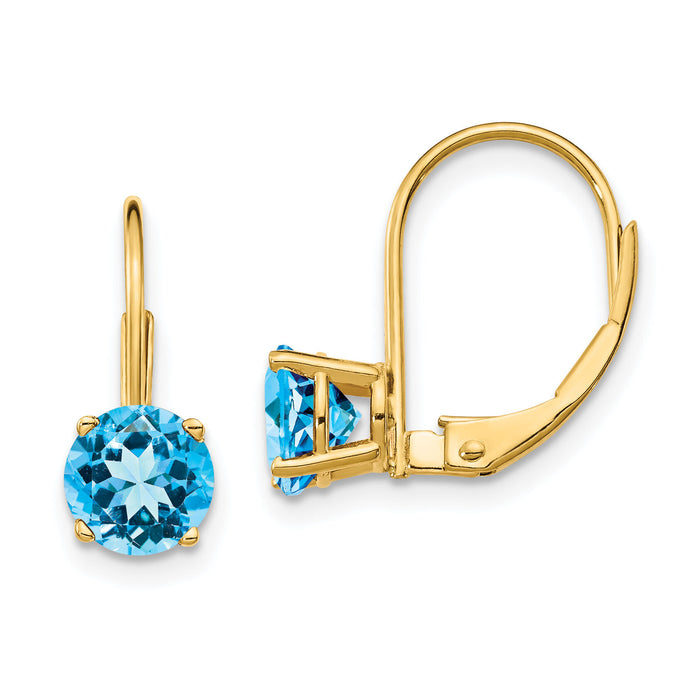 14k 6mm Blue Topaz Leverback Earrings-XLB112BT