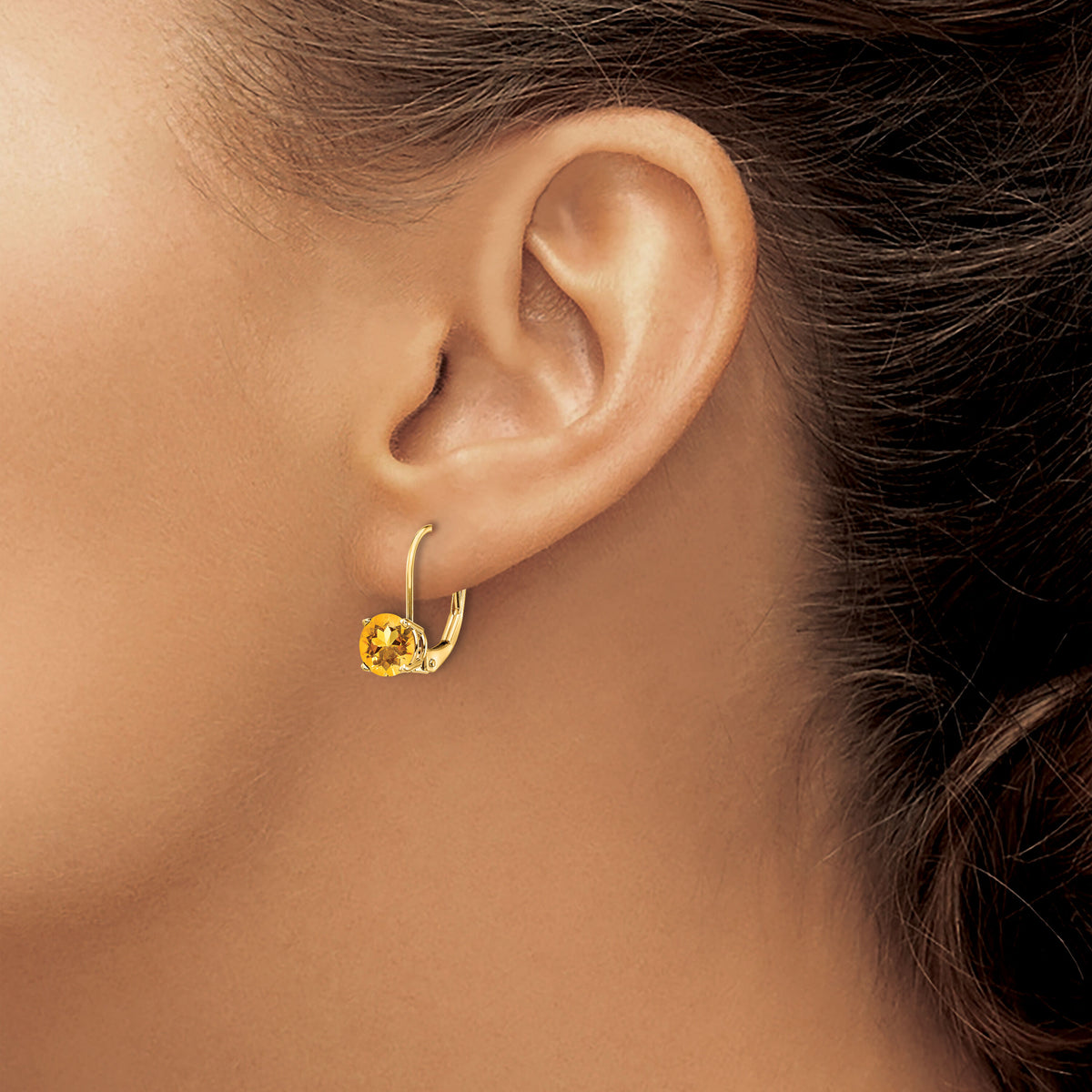 14k 6mm Citrine Leverback Earrings-XLB112CI