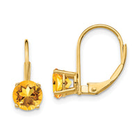 14k 6mm Citrine Leverback Earrings-XLB112CI
