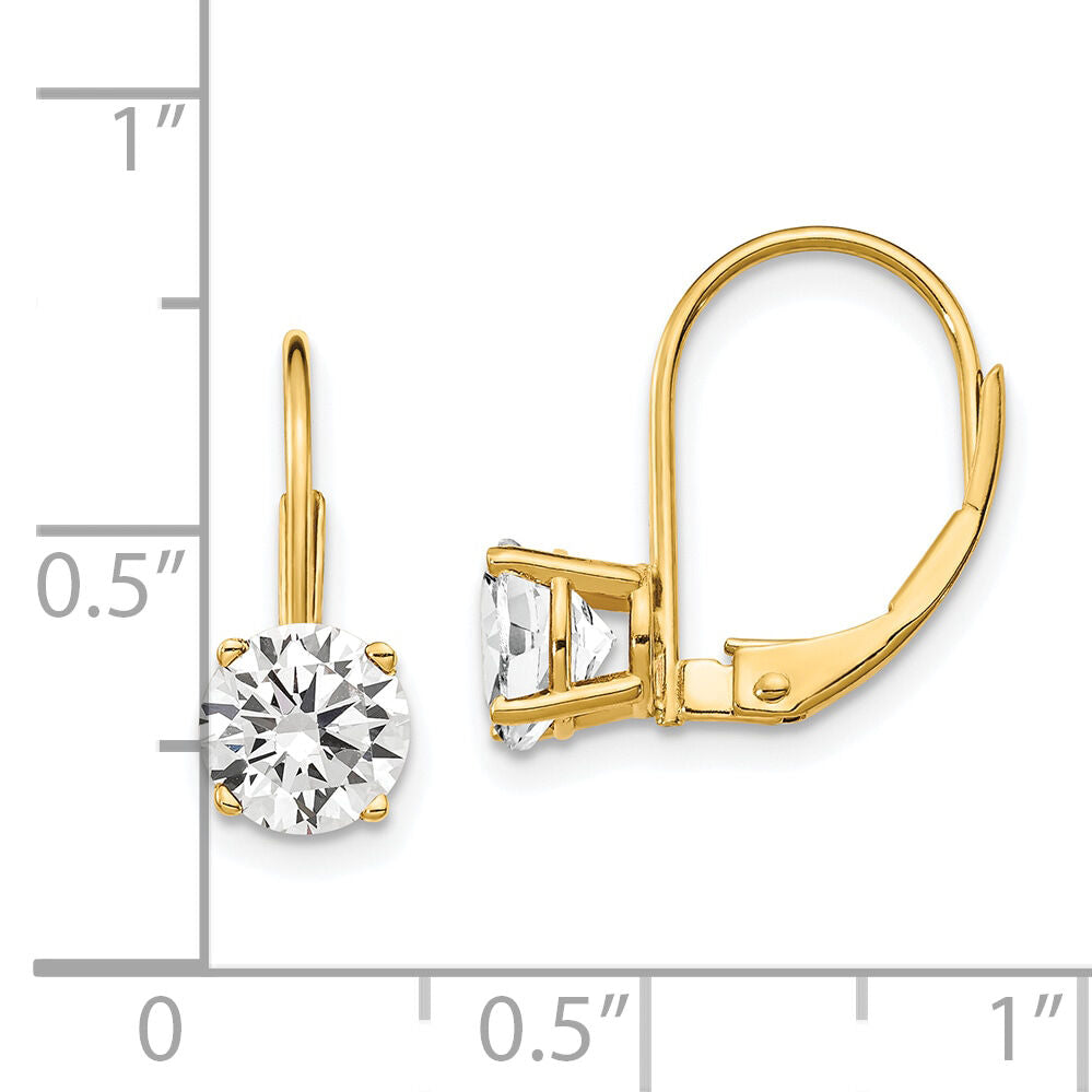 14k 6mm Cubic Zirconia Leverback Earrings-XLB112CZ