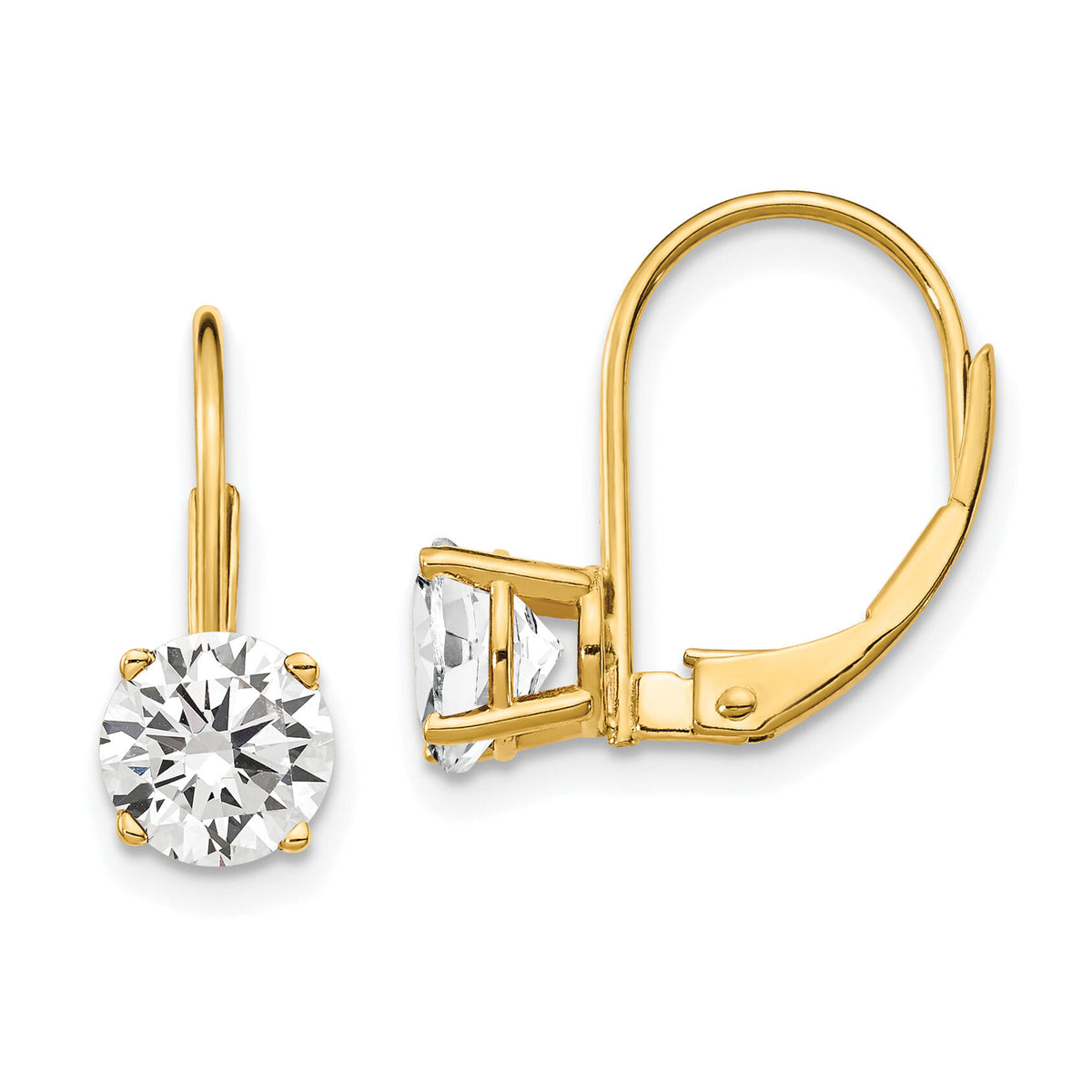 14k 6mm Cubic Zirconia Leverback Earrings-XLB112CZ