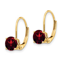 14k 6mm Garnet Leverback Earrings-XLB112GA