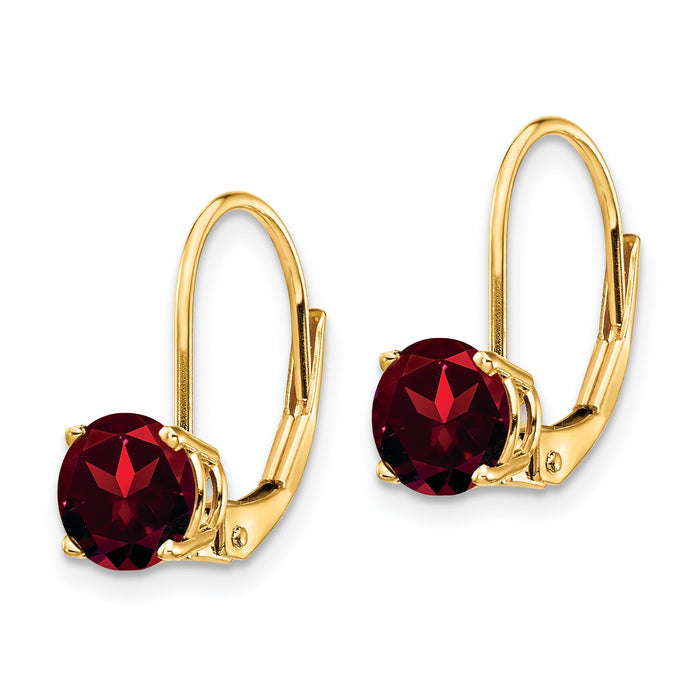 14k 6mm Garnet Leverback Earrings-XLB112GA