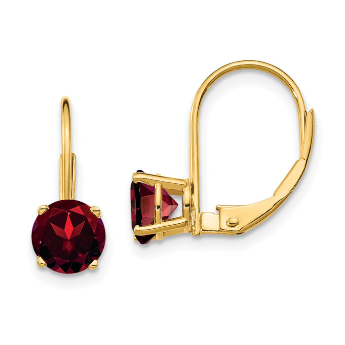 14k 6mm Garnet Leverback Earrings-XLB112GA
