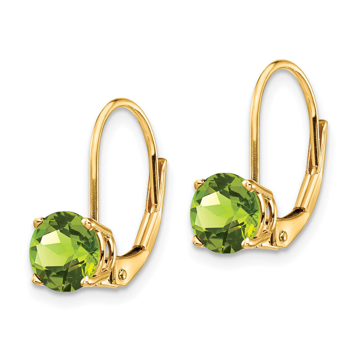 14k 6mm Peridot Leverback Earrings-XLB112PE