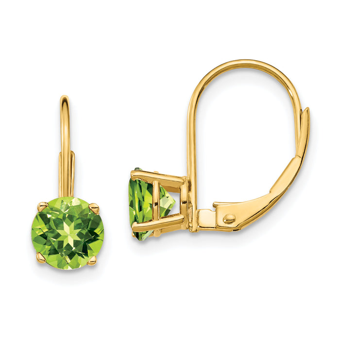 14k 6mm Peridot Leverback Earrings-XLB112PE