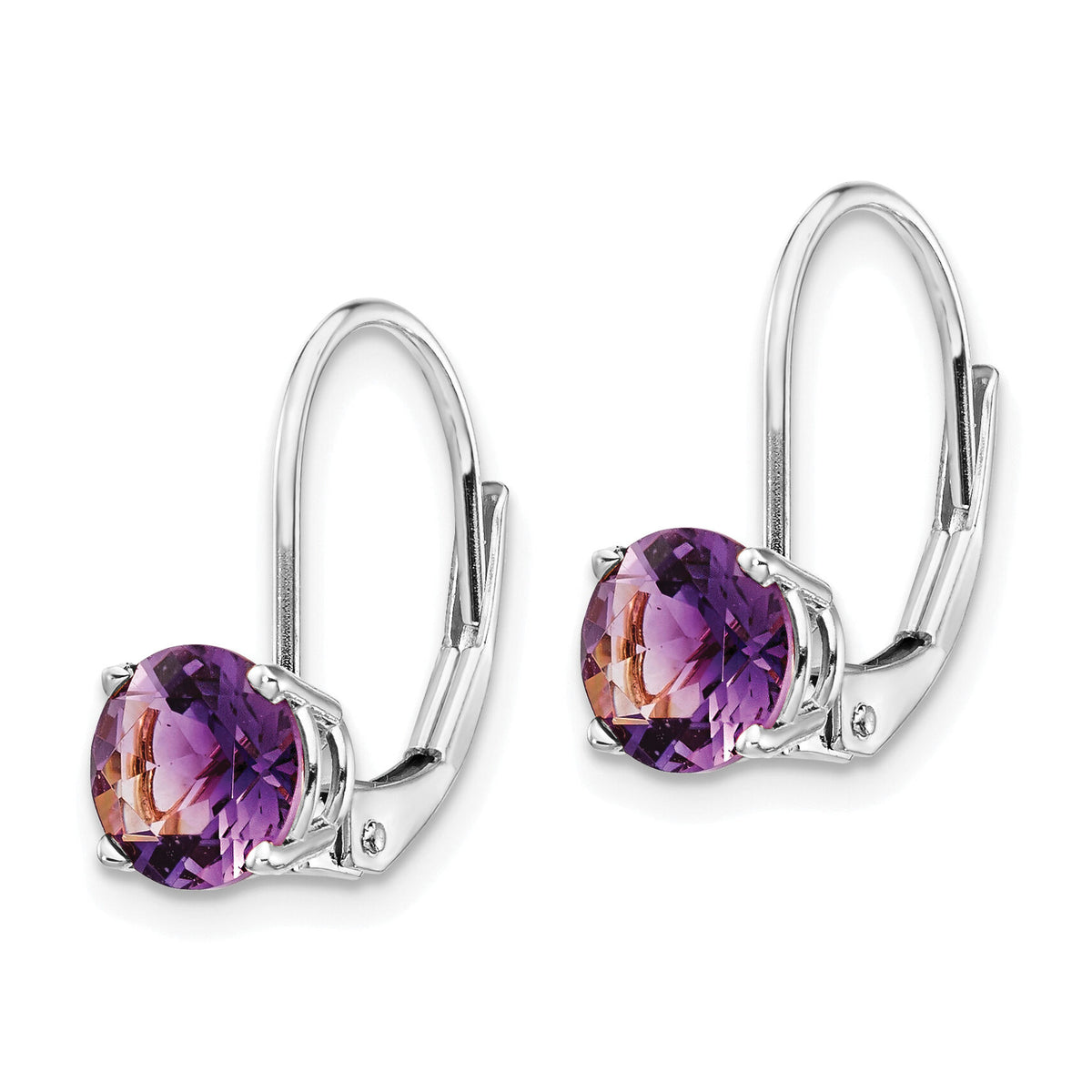 14k White Gold 6mm Amethyst Leverback Earrings-XLB112WAM