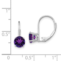 14k White Gold 6mm Amethyst Leverback Earrings-XLB112WAM