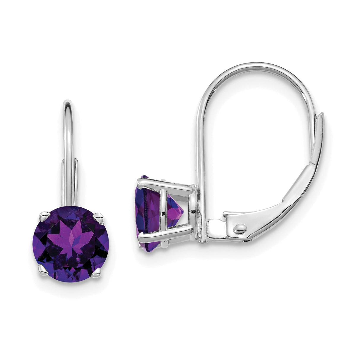 14k White Gold 6mm Amethyst Leverback Earrings-XLB112WAM