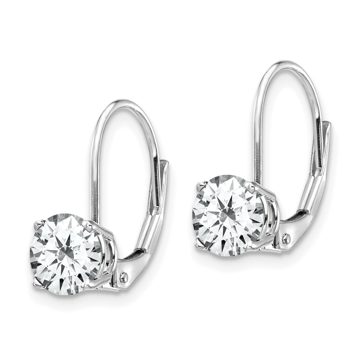 14k White Gold 6mm Cubic Zirconia Leverback Earrings-XLB112WCZ