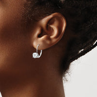 14k White Gold 6mm Cubic Zirconia Leverback Earrings-XLB112WCZ
