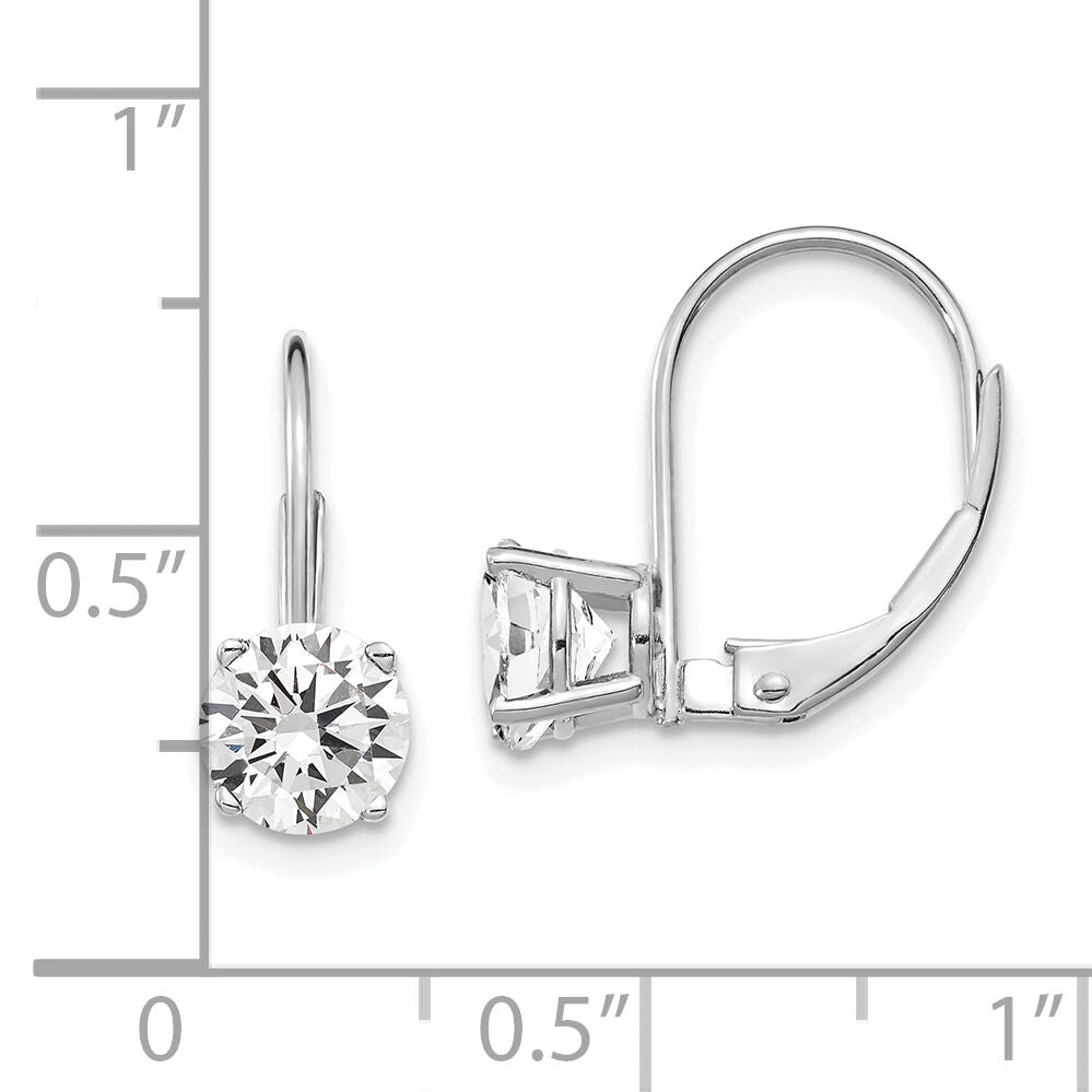 14k White Gold 6mm Cubic Zirconia Leverback Earrings-XLB112WCZ