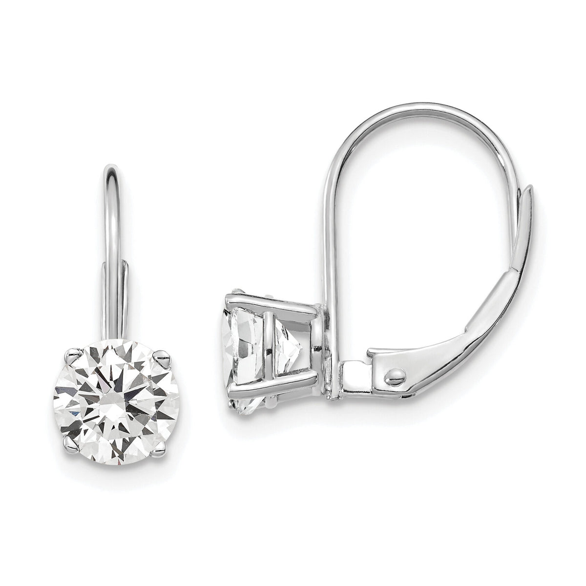 14k White Gold 6mm Cubic Zirconia Leverback Earrings-XLB112WCZ