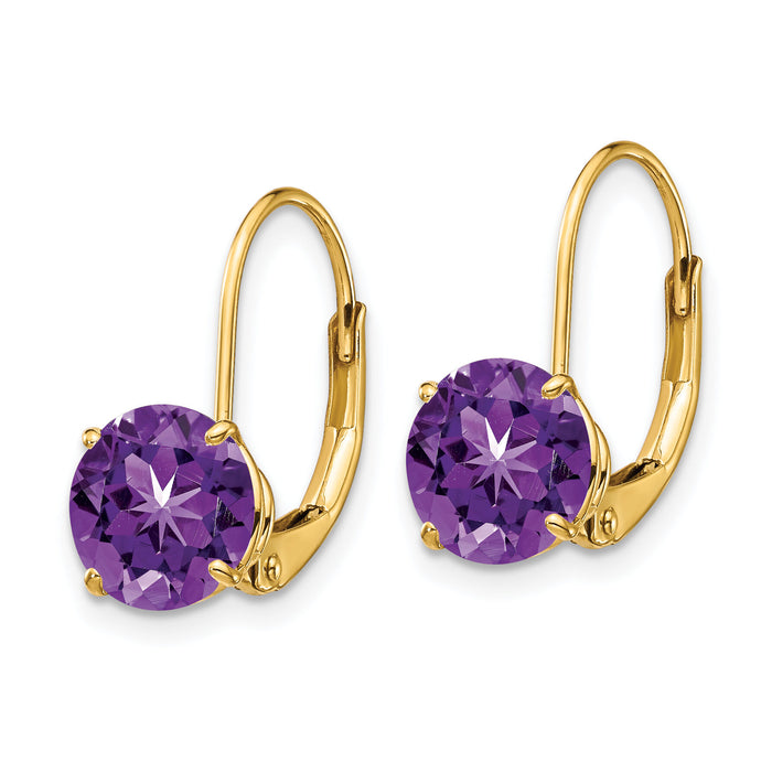 14k 7mm Amethyst Leverback Earrings-XLB113AM