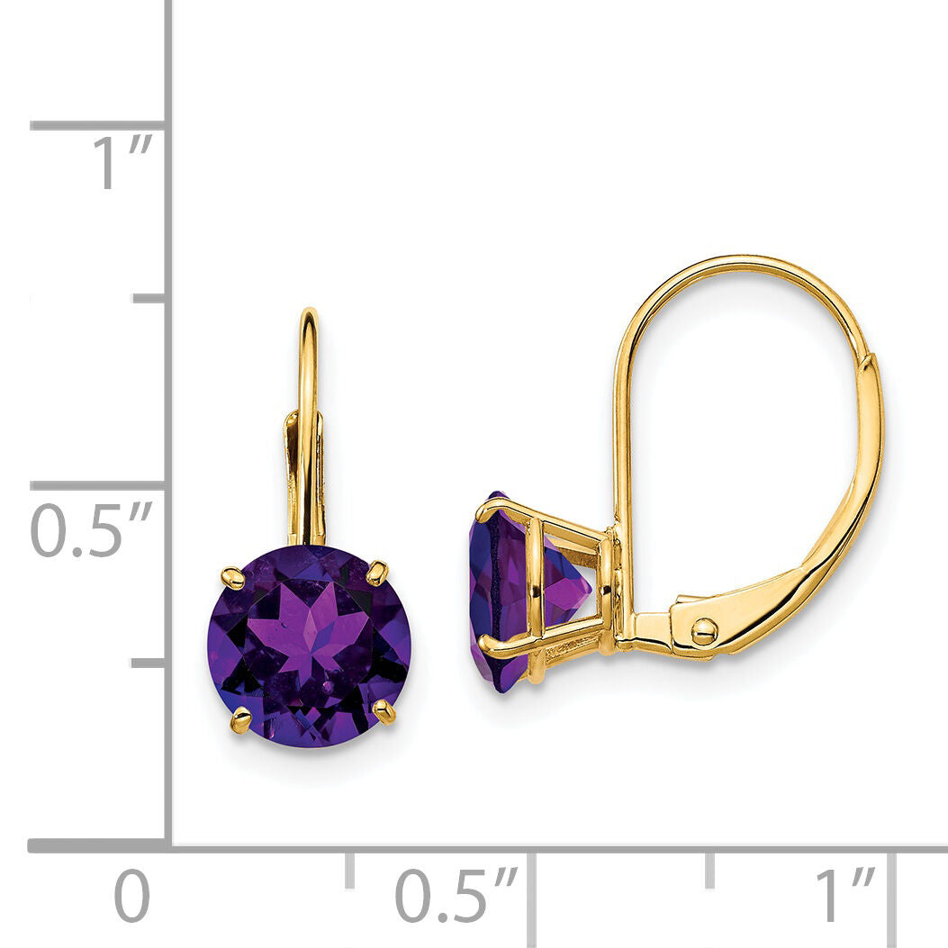 14k 7mm Amethyst Leverback Earrings-XLB113AM